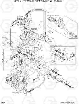 3101 UPPER HYDRAULIC PIPING(BASE, #0171-0463) R450LC-7, Hyundai