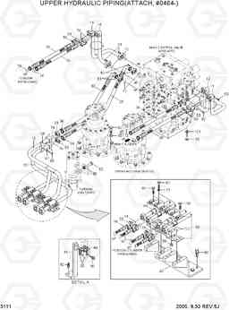 3111 UPPER HYDRAULIC PIPING(ATTACH, #0464-) R450LC-7, Hyundai