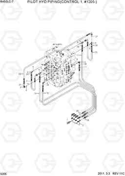 3205 PILOT HYD PIPING(CONTROL 1, #1205-) R450LC-7, Hyundai