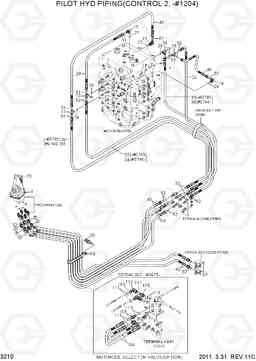 3210 PILOT HYD PIPING(CONTROL 2, -#1204) R450LC-7, Hyundai