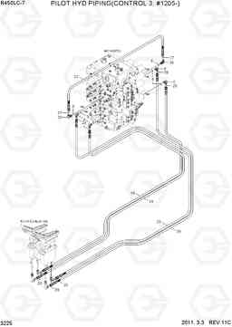 3225 PILOT HYD PIPING(CONTROL 3, #1205-) R450LC-7, Hyundai