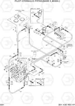 3251 PILOT HYDRAULIC PIPING(BASE 3, #0464-) R450LC-7, Hyundai