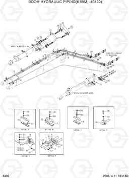 3430 BOOM HYDRAULIC PIPING(6.55M, -#0130) R450LC-7, Hyundai
