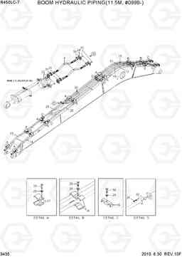 3435 BOOM HYDRAULIC PIPING(11.5M, #0999-) R450LC-7, Hyundai