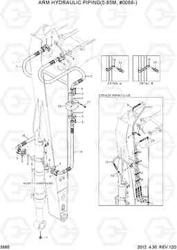 3560 ARM HYDRAULIC PIPING(5.85M, #0086-) R450LC-7, Hyundai