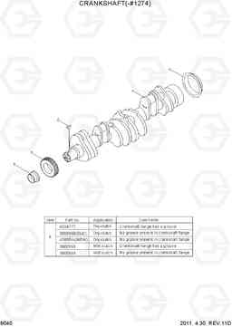 9040 CRANKSHAFT(-#1274) R450LC-7, Hyundai