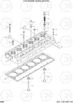 9380 CYLINDER HEAD(-#1274) R450LC-7, Hyundai