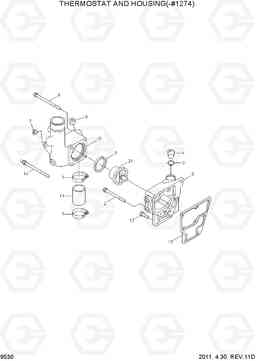 9530 THERMOSTAT AND HOUSING(-#1274) R450LC-7, Hyundai