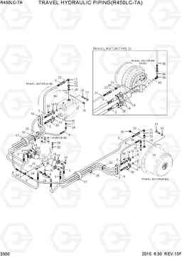 3300 TRAVEL HYDRAULIC PIPING(R450LC-7A) R450LC-7A, Hyundai