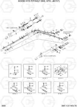 3400 BOOM HYD PIPING(7.06M, STD, -#0157) R450LC-7A, Hyundai