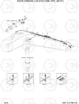 3410 BOOM GREASE LUB SYS(7.06M, STD, -#0157) R450LC-7A, Hyundai