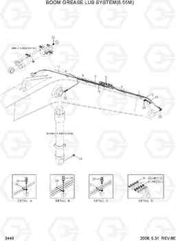 3440 BOOM GREASE LUB SYSTEM(6.55M) R450LC-7A, Hyundai