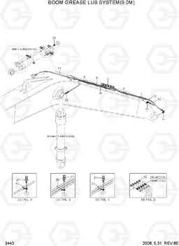 3443 BOOM GREASE LUB SYSTEM(9.0M) R450LC-7A, Hyundai