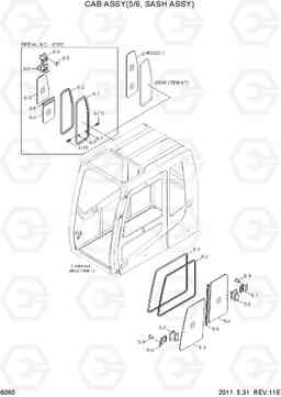6060 CAB ASSY(5/6, SASH ASSY) R450LC-7A, Hyundai