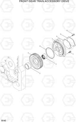 9140 FRONT GEAR TRAIN ACCESSORY DRIVE R450LC-7A, Hyundai