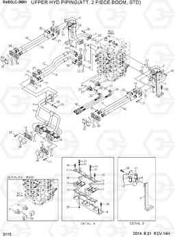 3115 UPPER HYD PIPING(ATT, 2 PIECE BOOM, STD) R480LC-9MH, Hyundai