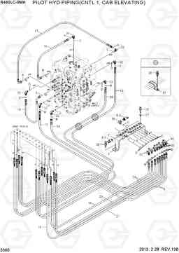 3360 PILOT HYD PIPING(CNTL 1, CAB ELEVATING) R480LC-9MH, Hyundai