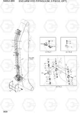 3520 END ARM HYD PIPING(4.0M, 3 PIECE, OPT) R480LC-9MH, Hyundai