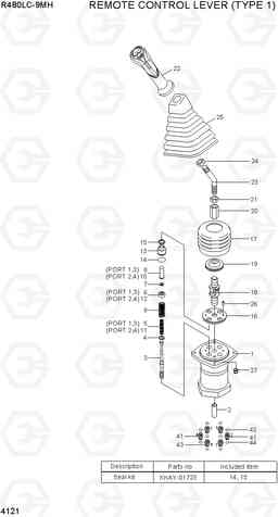 4121 REMOTE CONTROL LEVER (TYPE 1) R480LC-9MH, Hyundai