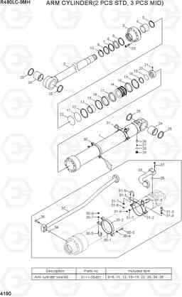 4190 ARM CYLINDER(2 PCS STD, 3 PCS MID) R480LC-9MH, Hyundai