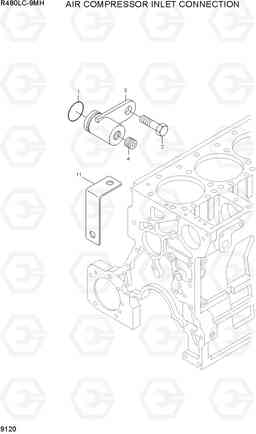 9120 AIR COMPRESSOR INLET CONNECTION R480LC-9MH, Hyundai