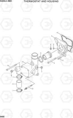 9480 THERMOSTAT AND HOUSING R480LC-9MH, Hyundai