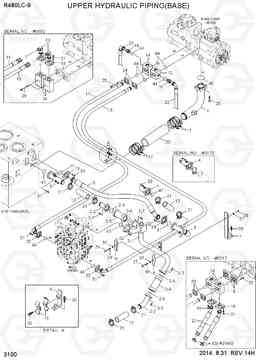 3100 UPPER HYDRAULIC PIPING(BASE) R480LC-9, Hyundai