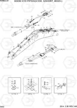 3402 BOOM HYD PIPING(6.55M, S/SHORT, #0005-) R480LC-9, Hyundai