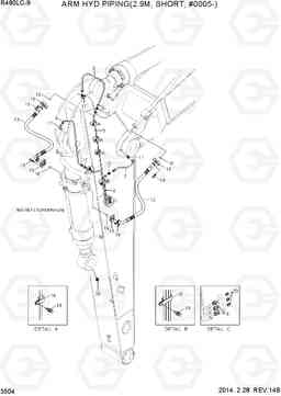 3504 ARM HYD PIPING(2.9M, SHORT, #0005-) R480LC-9, Hyundai