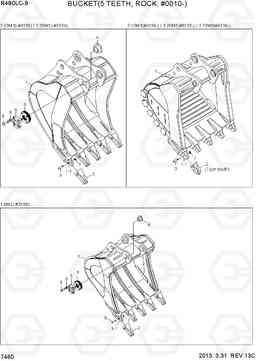 7460 BUCKET(5 TEETH, ROCK, #0010-) R480LC-9, Hyundai