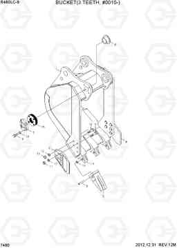 7480 BUCKET(3 TEETH, #0010-) R480LC-9, Hyundai