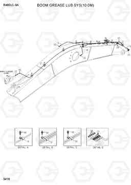 3416 BOOM GREASE LUB SYS(10.0M) R480LC-9A, Hyundai