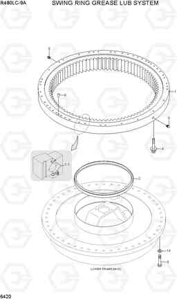 6420 SWING RING GREASE LUB SYSTEM R480LC-9A, Hyundai