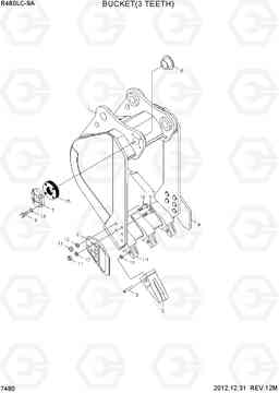 7480 BUCKET(3 TEETH) R480LC-9A, Hyundai