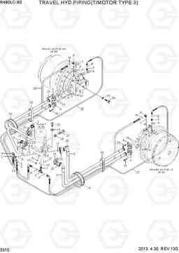 3310 TRAVEL HYD PIPING (T/MOTOR TYPE 3) R480LC-9S, Hyundai