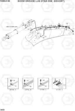 3433 BOOM GREASE LUB SYS(6.55M, S/SHORT) R480LC-9S, Hyundai