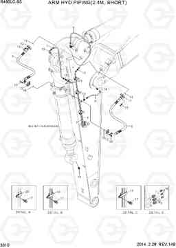 3510 ARM HYDRAULIC PIPING(2.4M, SHORT) R480LC-9S, Hyundai