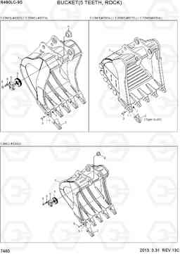 7460 BUCKET(5 TEETH, ROCK) R480LC-9S, Hyundai