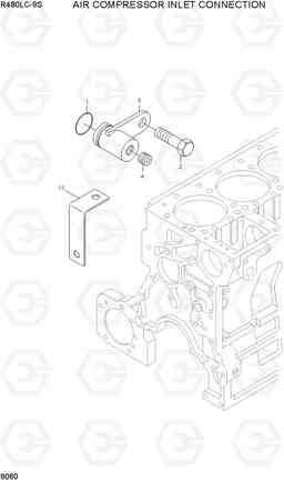 9060 AIR COMPRESSOR INLET CONNECTION R480LC-9S, Hyundai