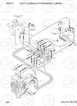 3241 PILOT HYDRAULIC PIPING(BASE 2, #0540-) R500LC-7, Hyundai