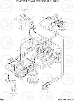 3260 PILOT HYDRAULIC PIPING(BASE 4, -#0539) R500LC-7, Hyundai