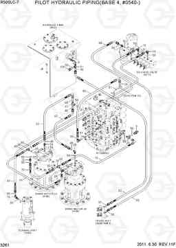 3261 PILOT HYDRAULIC PIPING(BASE 4, #0540-) R500LC-7, Hyundai