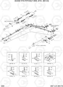 3400 BOOM HYD PIPING(7.06M, STD, -#0134) R500LC-7, Hyundai
