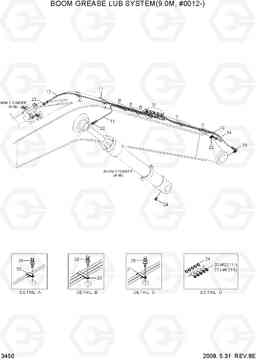 3450 BOOM GREASE LUB SYSTEM(9.0M, #0012-) R500LC-7, Hyundai
