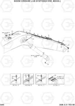 3460 BOOM GREASE LUB SYSTEM(6.55M, #0030-) R500LC-7, Hyundai