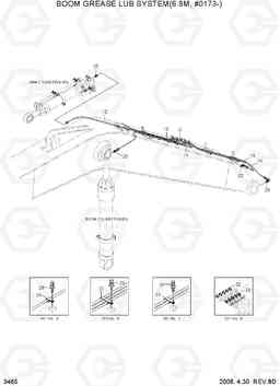 3465 BOOM GREASE LUB SYSTEM(6.8M, #0173-) R500LC-7, Hyundai