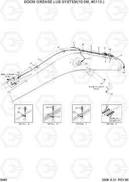 3480 BOOM GREASE LUB SYSTEM(10.0M, #0113-) R500LC-7, Hyundai