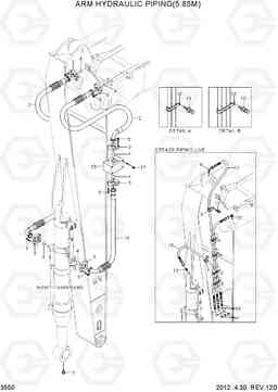 3550 ARM HYDRAULIC PIPING(5.85M) R500LC-7, Hyundai