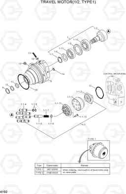 4150 TRAVEL MOTOR(1/2, TYPE 1) R500LC-7, Hyundai