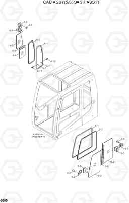 6060 CAB ASSY(5/6, SASH ASSY) R500LC-7, Hyundai